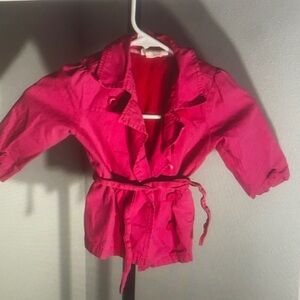 Hot Pink Ruffle Trench Jacket with Belt